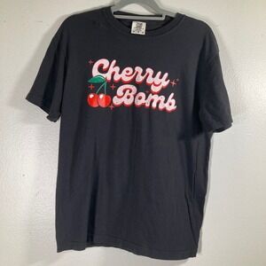 Comfort Colors Cherry Bomb M Graphic T-Shirt Black Garment Dye Cotton Medium
